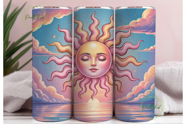 Dreamy Sunset Sun 20oz Tumbler Wrap Sublimation PixelChick 