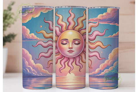 Dreamy Sunset Sun 20oz Tumbler Wrap Sublimation PixelChick 
