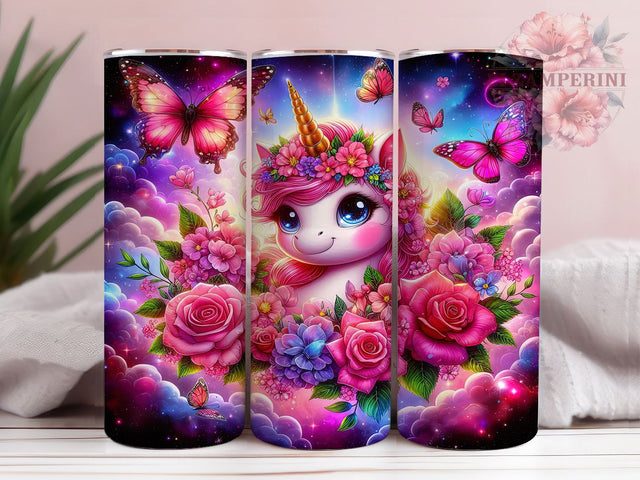 Dreamy Unicorn Floral Tumbler Wrap, Pink Petal Tumbler Wrap, 20oz Sublimation Tumbler, Dreamy Unicorn Design, Floral Fantasy Tumbler, Whimsical Unicorn Tumbler, Magic Blossom Tumbler Sublimation Li Zamperini 