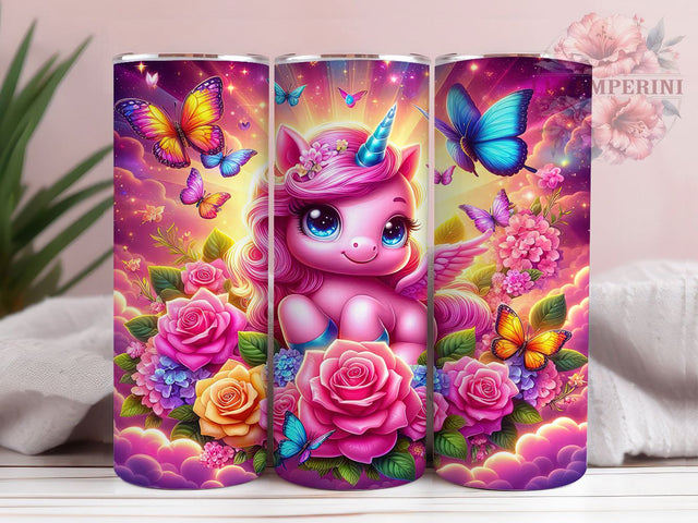 Dreamy Unicorn Floral Tumbler Wrap, Pink Petal Tumbler Wrap, 20oz Sublimation Tumbler, Dreamy Unicorn Design, Floral Fantasy Tumbler, Whimsical Unicorn Tumbler, Magic Blossom Tumbler Sublimation Li Zamperini 