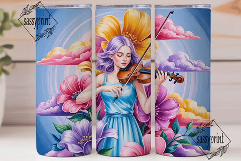 Dreamy Violinist 20oz Tumbler Wrap Sublimation sassyprint 