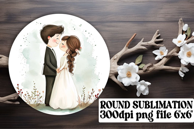 Dreamy Watercolor Wedding Car Coaster Duo Sublimation afrosvg 