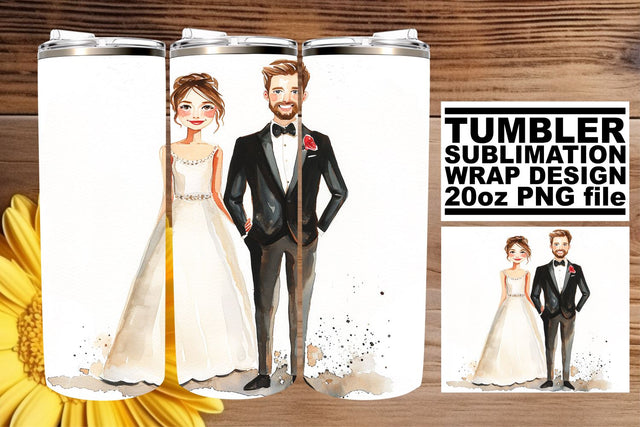 Dreamy Watercolor Wedding Tumbler: Enchanted Memories 20oz Sublimation afrosvg 