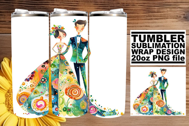 Dreamy Watercolor Wedding Tumbler: Everlasting Love 20oz Sublimation afrosvg 