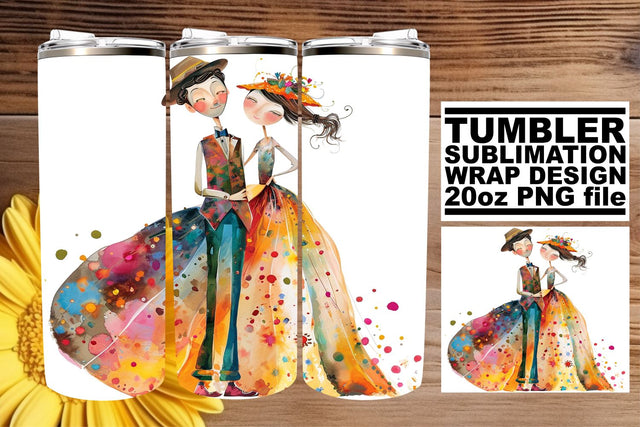 Dreamy Watercolor Wedding Tumbler: Love Story 20oz Edition Sublimation afrosvg 