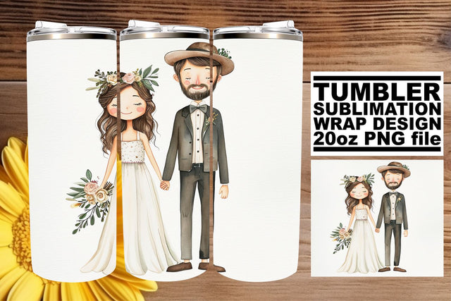 Dreamy Watercolor Wedding Tumbler: Love Story 20oz Edition Sublimation afrosvg 