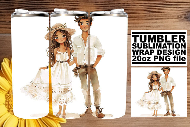 Dreamy Watercolor Wedding Tumbler Wrap: Cherished Love 20oz Sublimation afrosvg 