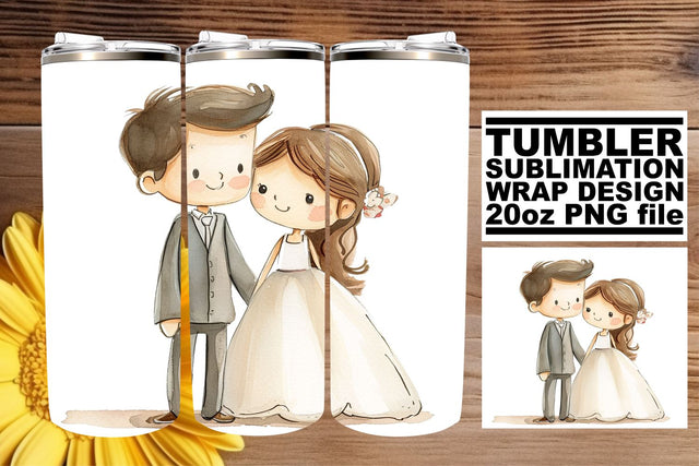Dreamy Watercolor Wedding Tumbler Wrap: Cherished Moments 20oz Sublimation afrosvg 
