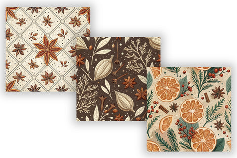 Dried Orange & Cinnamon Digital Paper - Cozy Winter Botanical Seamless Patterns Digital Pattern FloridPrintables 