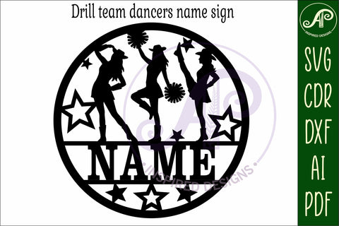 Drill team Cheerleaders name sign svg laser cut SVG APInspireddesigns 