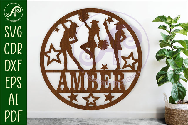 Drill team Cheerleaders name sign svg laser cut SVG APInspireddesigns 