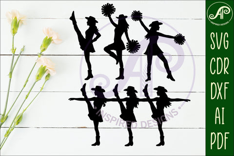 Drill Team Dancer silhouette laser cut outs SVG 1 SVG APInspireddesigns 