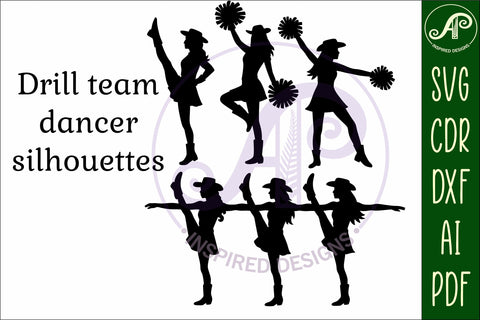 Drill Team Dancer silhouette laser cut outs SVG 1 SVG APInspireddesigns 