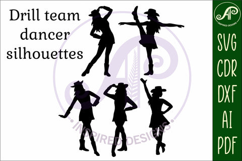 Drill Team Dancer silhouette laser cut outs SVG 2 SVG APInspireddesigns 