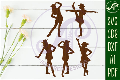 Drill Team Dancer silhouette laser cut outs SVG 2 SVG APInspireddesigns 