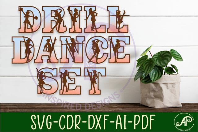 Drill team dancers alphabet set. 2 layer letters. 55 letter SVG APInspireddesigns 