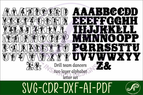 Drill team dancers alphabet set. 2 layer letters. 55 letter SVG APInspireddesigns 