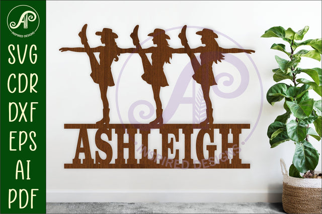 Drill team Dancers kickline name sign svg laser cut file SVG APInspireddesigns 