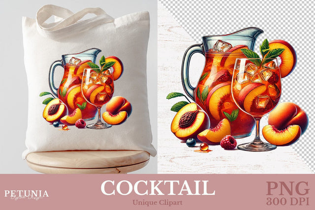 Drink Cocktail PNG | Watercolor Clipart Sublimation Petunia Digital Design 