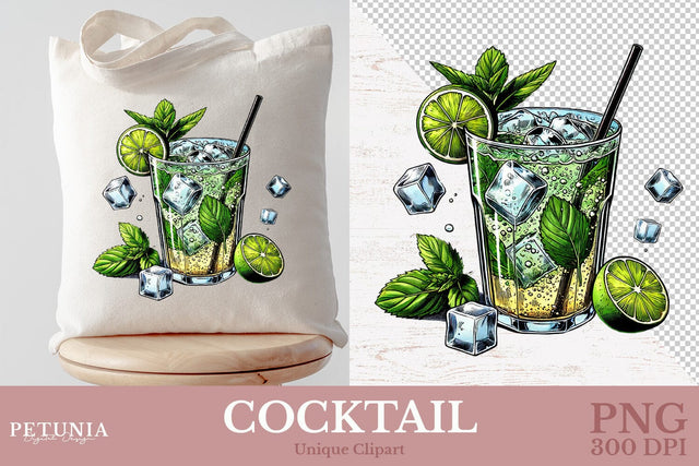Drink Cocktail PNG | Watercolor Clipart Sublimation Petunia Digital Design 