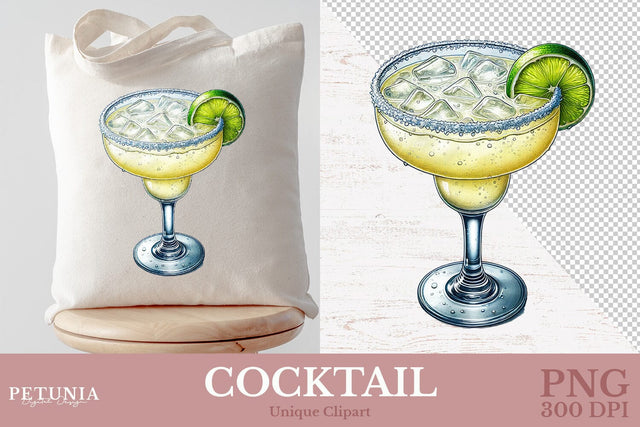 Drink Cocktail PNG | Watercolor Clipart Sublimation Petunia Digital Design 