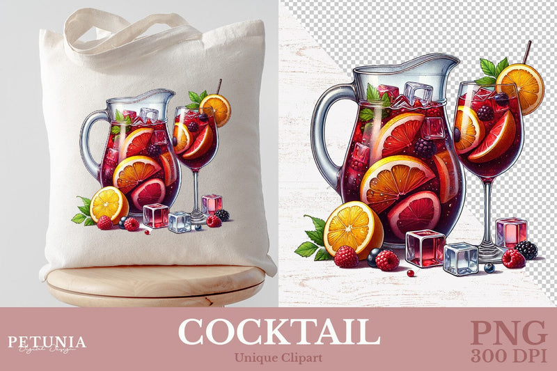Drink Cocktail PNG | Watercolor Clipart Sublimation Petunia Digital Design 