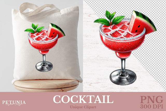 Drink Cocktail PNG | Watercolor Clipart Sublimation Petunia Digital Design 