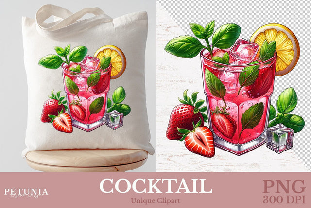 Drink Cocktail PNG | Watercolor Clipart Sublimation Petunia Digital Design 