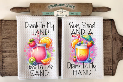 Drink In My Hand Summer Drinks Sublimation Kitchen Towel Designs Sublimation Ewe-N-Me Designs 