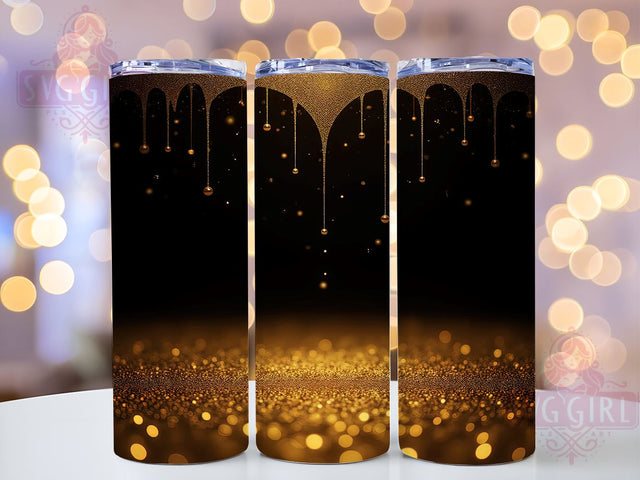 Dripping Black Gold Glitter Tumbler, Dripping Glitter Tumbler, Black and Gold Tumbler, 20oz Wrap, Glitter Sublimation, Custom Tumbler, Gold Glitter Wrap, Drinkware Gift Sublimation SvggirlplusArt 