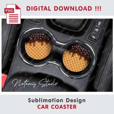 Dripping Chocolate Wafer Design. Coaster Sublimation. Sublimation Natariis Studio 