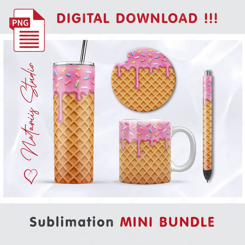 Dripping Donut Glaze Mini Bundle. Tumbler, Mug, Pen, Coaster. Sublimation Natariis Studio 