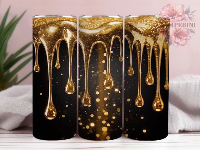 Dripping Gold Black Glitter Tumbler, Black Glitter Wrap, Gold Drip Sublimation Design, 20oz Glitter Black Tumbler, Elegant Gold Art, Glamorous Glitter Mug, Whimsical Gold Cup Sublimation Li Zamperini 