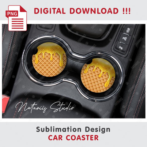 Dripping Honey Wafer Design. Coaster Sublimation. Sublimation Natariis Studio 