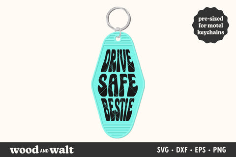 Drive Safe Bestie SVG | Retro Motel Keychain SVG SVG Wood And Walt 