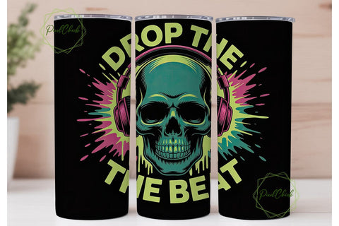 Drop The Beat 20oz Tumbler Wrap Sublimation PixelChick 