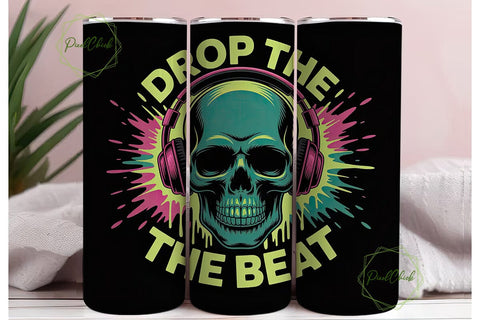 Drop The Beat 20oz Tumbler Wrap Sublimation PixelChick 