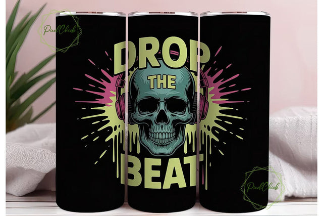 Drop The Beat 20oz Tumbler Wrap Sublimation PixelChick 