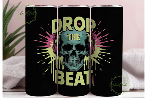 Drop The Beat 20oz Tumbler Wrap Sublimation PixelChick 