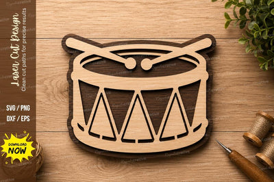 Drum and Drumsticks Music Wall Art Laser Cut SVG File SVG Regulrcrative 