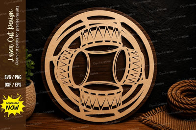Drum Circle Frame Ornament Laser Cut SVG File SVG Regulrcrative 