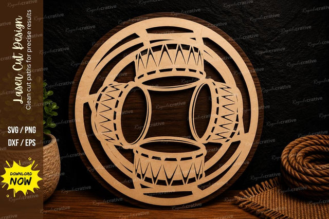 Drum Circle Frame Ornament Laser Cut SVG File SVG Regulrcrative 