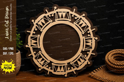 Drum Circle Mandala Frame Laser Cut SVG File SVG Regulrcrative 