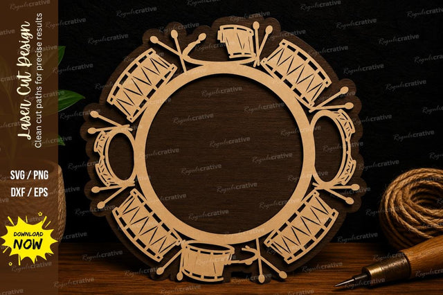 Drum Circle Music Frame Laser Cut SVG File SVG Regulrcrative 