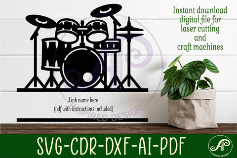 Drum kit name sign svg laser cut file SVG APInspireddesigns 