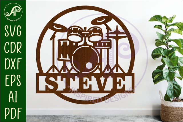 Drum kit named wall sign SVG APInspireddesigns 