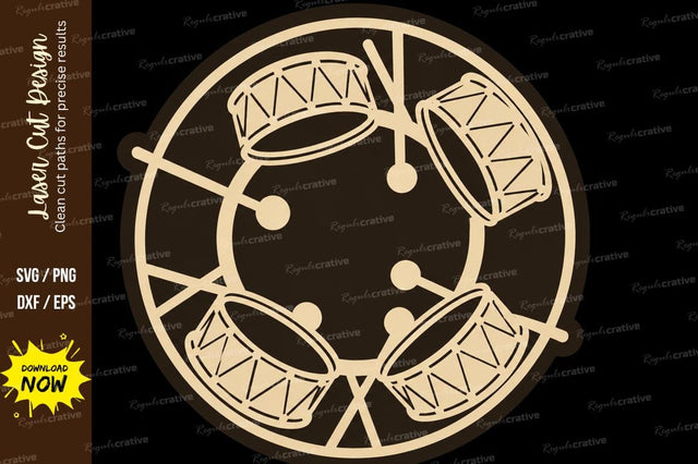 Drum Rhythm Circle Frame Laser Cut SVG File SVG Regulrcrative 