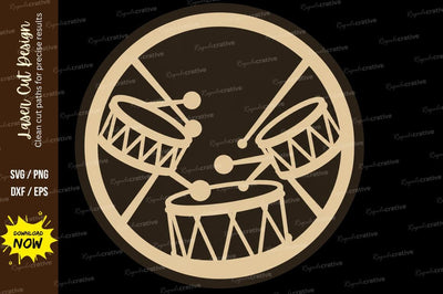 Drum Set Circle Ornament Laser Cut SVG File SVG Regulrcrative 