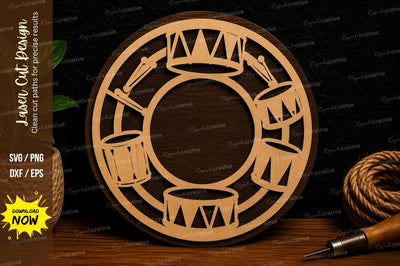 Drum Wreath Ornament Laser Cut SVG File SVG Regulrcrative 