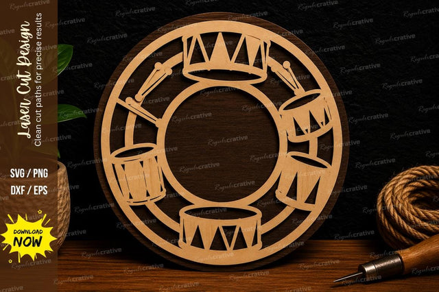 Drum Wreath Ornament Laser Cut SVG File SVG Regulrcrative 